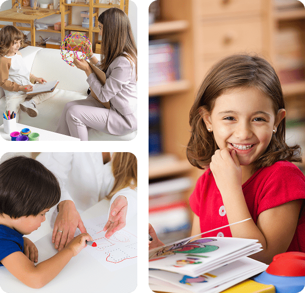 re Children engaging in creative and educational activities at home.